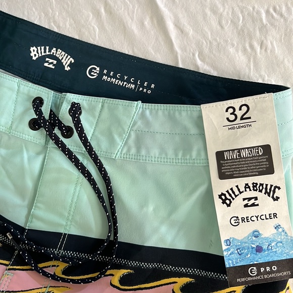 Billabong 32” Mid Length Momentum PRO Boardshorts-Blue Haze - Picture 2 of 8